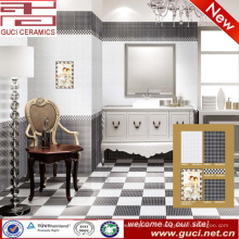 Vente chaude 300 x 450 porcelaine noir et blanc carrelage mural pour salle de bains